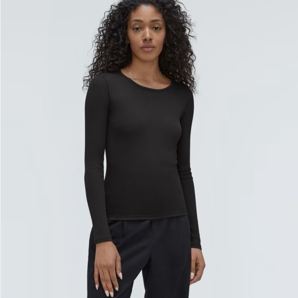 Everlane The Luxe Micro-Rib Long-Sleeve Crew XL Black excellent condition